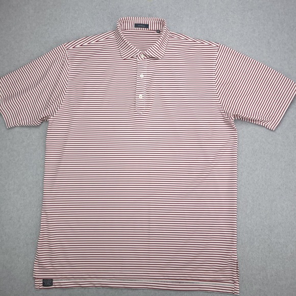 Turtleslon Polo  Golf Shirt men's XL Red White Blue Stiped Performance‎ Stretch - Picture 2 of 13
